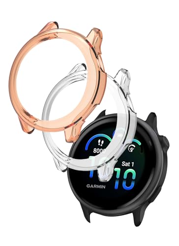 Schutzhülle für Garmin vivoactive® 6 Gesundheits- und Fitness-GPS-Smartwatch, weiches, flexibles TPU, dünn, leicht, Stoßfängerabdeckung, Schutz für Garmin Vivoactive 6, transparent + transparent von WUNIAK