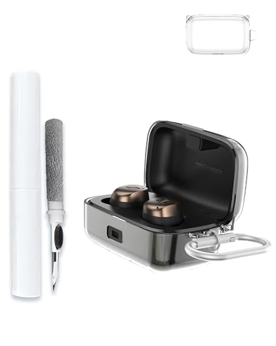 Schutzhülle für Sennheiser Momentum True Wireless 3/Momentum True Wireless 4, transparent, weiche TPU-Schutzhülle mit Schlüsselanhänger und Reinigungsset für Damen und Herren, stoßfeste Haut, von WUNIAK