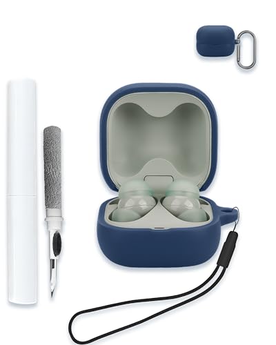 Schutzhülle für Sony LinkBuds Fit Truly Wireless Noise Canceling Earbud Kopfhörer, weiches Silikon, schützend, tragbar, kratzfest, stoßfest, mit Reinigungsset & Karabiner & Umhängeband, Blau Schutzhülle für Sony LinkBuds Fit Truly Wireless Noise Canceling Earbud Kopfhörer, weiches Silikon, schützend, tragbar, kratzfest, stoßfest, mit Reinigungsset & Karabiner & Umhängeband, Blau von WUNIAK