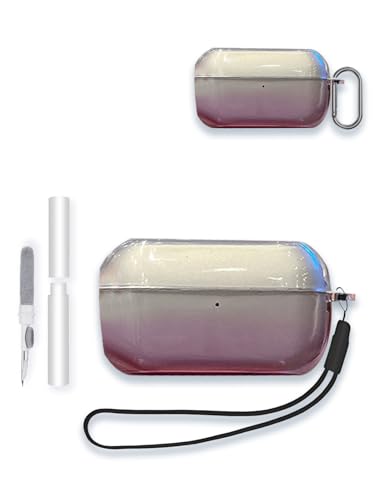 WUNIAK Schutzhülle für Technics EAH-AZ100 kabellose Ohrhörer, transparent, weiche TPU-Schutzhülle mit Schlüsselanhänger und Reinigungsset für Damen und Herren, stoßfeste Haut, Farbverlauf, Violett von WUNIAK