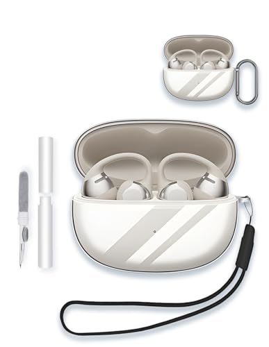 WUNIAK Shokz OpenDots One-Ohrclip-Kopfhörer, transparent, weiche TPU-Schutzhülle mit Schlüsselanhänger und Reinigungsset für Damen und Herren, stoßfeste Haut, transparent von WUNIAK