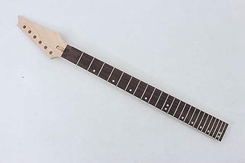 WUQIMUSC Gitarrenhals mit 24 Bünden, 64,8 cm (25,5 Zoll), Ersatz für Ibanez-Halskopf, Kontermuttern, Punkte, Einlage von WUQIMUSC