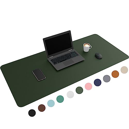 WURK Schreibtischunterlage [120 cm x 60 cm] - Premium Qualität - Mauspad - Große Schreibunterlage - Mauspad XXL - Rutschfeste Unterlagenmatte - Desk Mat - PU Leder Inklusive Kabelclip (Grün) von WURK