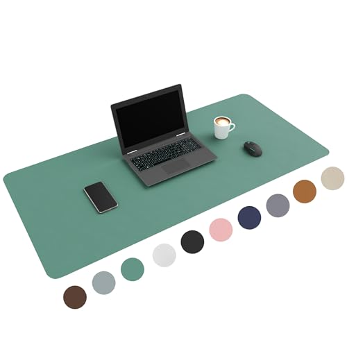 WURK Schreibtischunterlage [120 cm x 60 cm] - Premium Qualität - Mauspad - Große Schreibunterlage - Mauspad XXL - Rutschfeste Unterlagenmatte - Desk Mat - PU Leder Inklusive Kabelclip (Türkis) von WURK