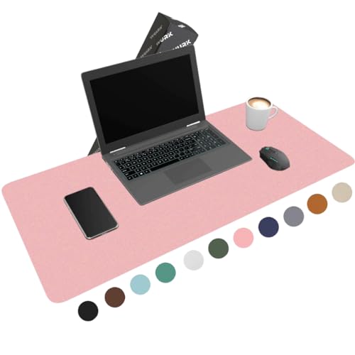 WURK [80 cm x 40 cm] Premium Qualität Schreibtischunterlage PU Leder Inklusive Kabelclip - Mauspad - Große Schreibunterlage - Mauspad XXL - Rutchfeste Unterlagenmatte - Desk Mat (Rosa) von WURK