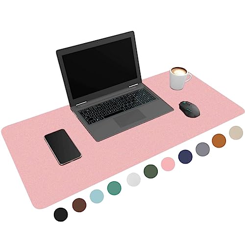 WURK Schreibtischunterlage [80 cm x 40 cm] - Premium Qualität - Mauspad - Große Schreibunterlage - Mauspad XXL - Rutschfeste Unterlagenmatte - Desk Mat - PU Leder Inklusive Kabelclip (Rosa) von WURK