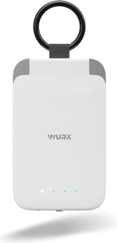 WURK Tragbare Mini-Powerbank 2000mAh Kompakte Externer Akku Power Bank USB C Handy Ladegerät Notladegerät Schlüsselanhänger-Ladegerät Ultra-kompakter Mini-Akku-Schnelllade-Backup-Powerbank (Weiß) von WURK