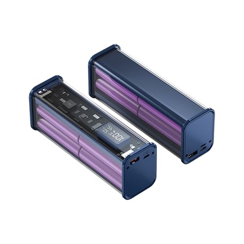 WUUISDNX Das tragbare Schnelllade Powerbank Gehäuse für 8 FOR18650 Akkus unterstützt das vollständige Protokoll Schnellladen mit 22,5 Watt, Blau von WUUISDNX