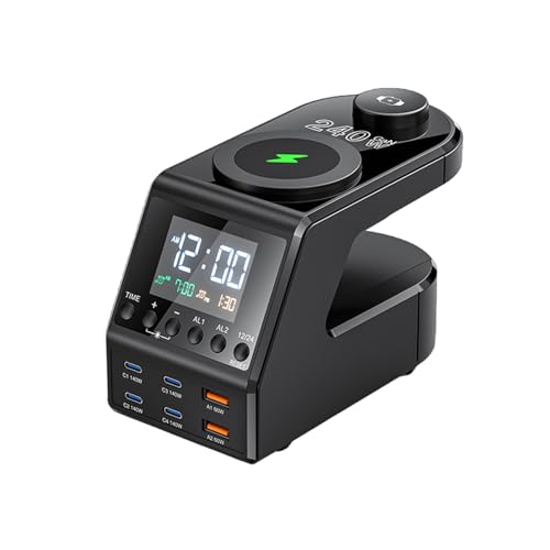 WUUISDNX Praktische kabellose Ladeuhr mit Schnellladefunktion All in One Digitaluhr ABS Multifunktionsladegerät WUUISDNX Praktische kabellose Ladeuhr mit Schnellladefunktion All in One Digitaluhr ABS Multifunktionsladegerät von WUUISDNX