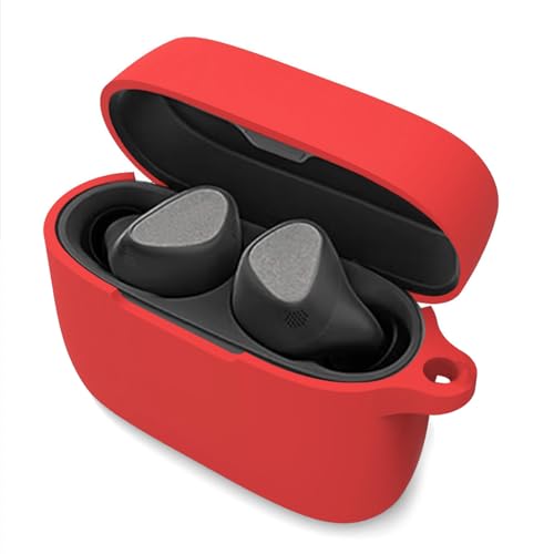 WUWOCJ Weiche Silikonhülle, kompatibel mit Jabra Elite 5, stoßdämpfende, Kratzfeste Schutzhülle mit Schlüsselanhänger (rot) von WUWOCJ