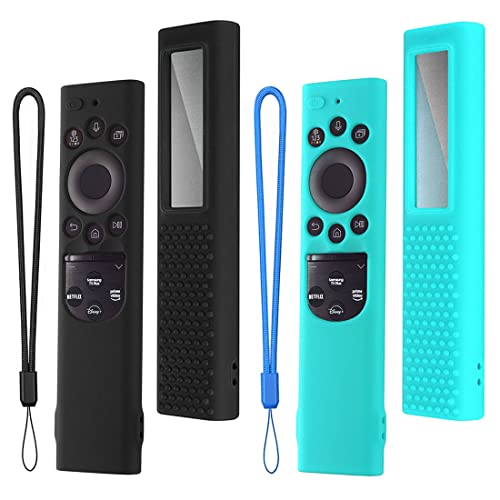 Abdeckung für Samsung Solar-Fernbedienung 2022: WUZUN 2 STK Neueste Silikon-Schutz-hülle für BN59-01385 BN59-01386 BN59-0139 Smart TV Remote Battery Back Holder Skin Sleeve (Mint Grün+Schwarz) von WUZUN