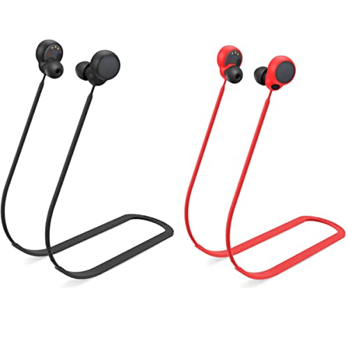 Anti-Verlust-Gurt für Sony Linkbuds S Ohrhörer: WUZUN Sportliches Weiches Silikon Lanyard Zubehör Kompatibel mit Drahtlosen Kopfhörern mit Bluetooth Rauschunterdrückung Nackenseil (Schwarz+Rot) von WUZUN