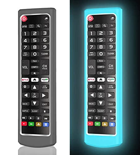 WUZUN 2er-Pack Silikon-Schutzhülle für LG AKB75095307 AKB75095308 AKB74915305 Fernbedienung, Skin Sleeve Protector für LG Smart TV-Fernbedienung (Blau Leuchten + Schwarz) von WUZUN