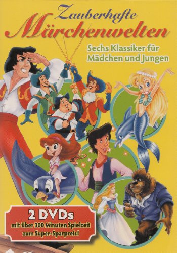 Zauberhafte Märchenwelten : Sindbad - Die drei Musketiere - Aladin - Die Schöne und das Biest - Däumelinchen - Die kleine Meerjungfrau - 2 DVD von WVG Medien GmbH