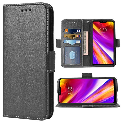 Handyhülle für LG G7 ThinQ Folio Flip Wallet Case,PU Leder Kreditkartenfach Slots Full Body Protection Kickstand Hard Hybrid Protective Phone Cover for LGG7 G 7 Plus Thin Q G7+ LGG7thinq Black von WWAAYSSXA