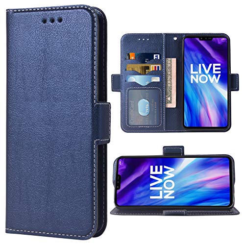 Handyhülle für LG V40 ThinQ Folio Flip Wallet Case,PU Leather Credit Card Holder Slots Full Body Protection Kickstand Hard Hybrid Protective Phone Cover for LGV40 Storm V 40 Thin Q V40ThinQ Dark Blue von WWAAYSSXA