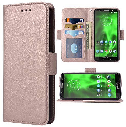 Handyhülle für Moto G6 Folio Flip Wallet Case, PU Leder Kreditkartenfächer Full Body Schutz Kickstand Schutzhülle für Motorola MotoG6 G 6. Generation 6 6G XT1925 Moto6 Hüllen Roségold Handyhülle für Moto G6 Folio Flip Wallet Case, PU Leder Kreditkartenfächer Full Body Schutz Kickstand Schutzhülle für Motorola MotoG6 G 6. Generation 6 6G XT1925 Moto6 Hüllen Roségold von WWAAYSSXA