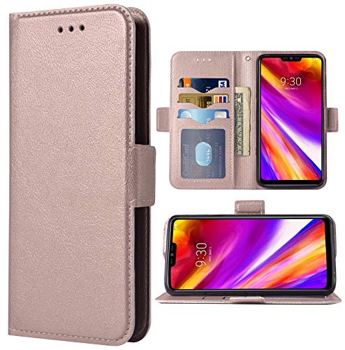 Phone Case for LG G7 ThinQ Folio Flip Wallet Case,PU Leather Credit Card Holder Slots Full Body Protection Kickstand Hard Hybrid Protective Phone Cover for LGG7 G 7 Plus Thin Q G7+ LGG7thinq Rosegold von WWAAYSSXA