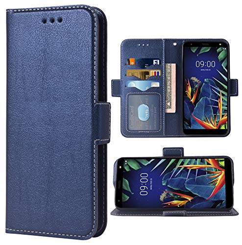 Phone Case for LG K40/K12 Plus/X4 2019/Solo LTE/Xpression Plus 2/Harmony 3 Folio Flip Wallet Case,PU Leather Card Holder Slots Full Body Protection Kickstand Phone Cover for LGK40 L423DL DarK, Blau von WWAAYSSXA