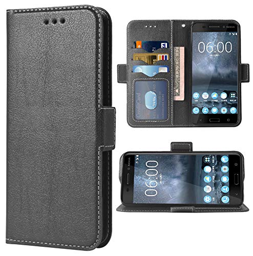 Schutzhülle für Nokia 6, Klapphülle, PU-Leder, Kreditkartenfächer, vollständiger Schutz, Ständer, hart, Hybrid-Schutzhülle, für Nokia 6 TA-1021 TA-1033, Schwarz Schutzhülle für Nokia 6, Klapphülle, PU-Leder, Kreditkartenfächer, vollständiger Schutz, Ständer, hart, Hybrid-Schutzhülle, für Nokia 6 TA-1021 TA-1033, Schwarz von WWAAYSSXA
