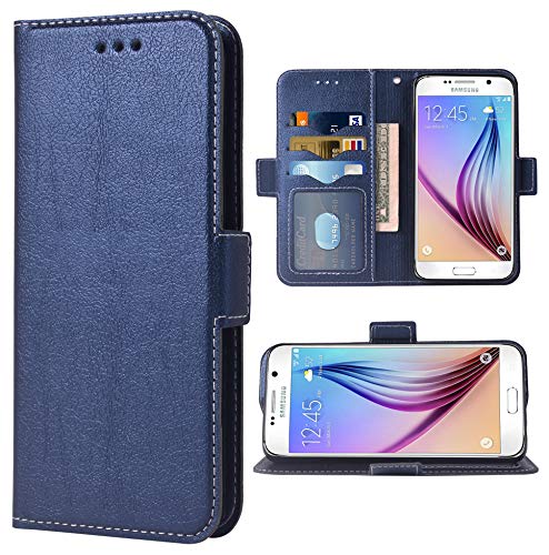 WWAAYSSXA Kompatibel mit Samsung Galaxy S6 Active Wallet Case und Handgelenkschlaufe Lanyard Leder Flip Cover Kartenhalter Stand Handyzubehör Handyhüllen für Glaxay S6Active 6s S 6 6Active G890A Blau von WWAAYSSXA