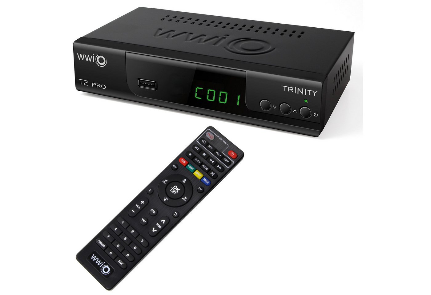 WWIO Trinity T2 PRO with 2-in-1 RCU DVB-T2, FullHD, USB, HDMI, PVR DVB-T2 HD Receiver von WWIO