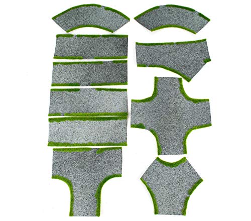 War World Gaming Straße Set von 10 Kreuzungen, Gerade und Kurve Abschnitte - 28mm Tabletop Spiele Gelände Modellbau Modell Diorama War World Gaming Straße Set von 10 Kreuzungen, Gerade und Kurve Abschnitte - 28mm Tabletop Spiele Gelände Modellbau Modell Diorama von War World Gaming