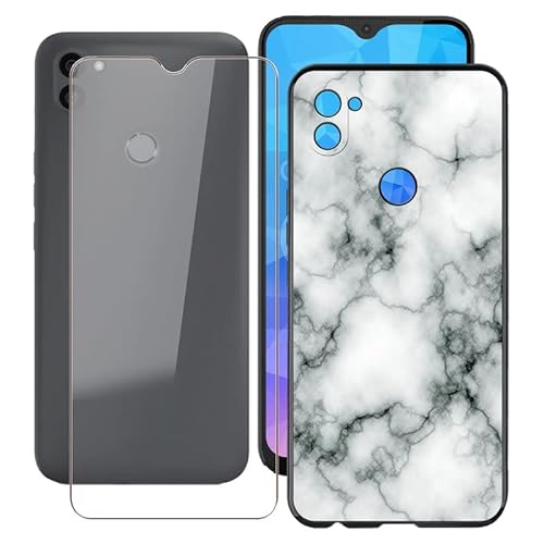 Hülle + Schutzfolie für Gigaset GS5 Lite (6.3"), WXPPJ Schwarz Cover Case Weich Silikon TPU Schutzhülle Schale and 9H Gehärtetes Glas Protector Film für Gigaset GS5 Lite - WM73 von WXPPJ