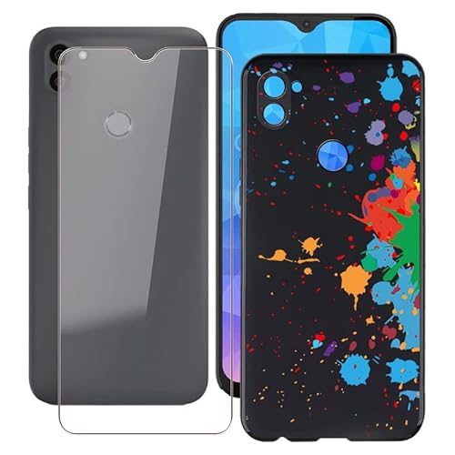 Hülle + Schutzfolie für Gigaset GS5 Lite (6.3"), WXPPJ Schwarz Cover Case Weich Silikon TPU Schutzhülle Schale and 9H Gehärtetes Glas Protector Film für Gigaset GS5 Lite - WMA13 von WXPPJ