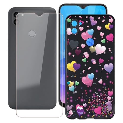 Hülle + Schutzfolie für Gigaset GS5 Lite (6.3"), WXPPJ Schwarz Cover Case Weich Silikon TPU Schutzhülle Schale and 9H Gehärtetes Glas Protector Film für Gigaset GS5 Lite - YQ29 von WXPPJ