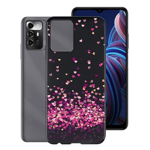 Hülle für ZTE Blade A72 5G (6,52"), WXPPJ Black Silikon Schutzhülle TPU Weich Tasche Stoßkasten Case Bumper Anti-Kratzen Telefonkasten Cover für ZTE Blade A72 5G - Rosa Liebe von WXPPJ