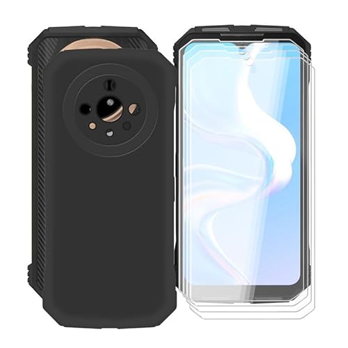 WXPPJ Handyhülle für Doogee V31GT Hülle mit 4 Stücks HD Schutzfolie, Stoßfest Schutzhülle Soft Silikon TPU Case Ultra Dünn Bumper Cover für Doogee V31GT (6.58") - Schwarz von WXPPJ