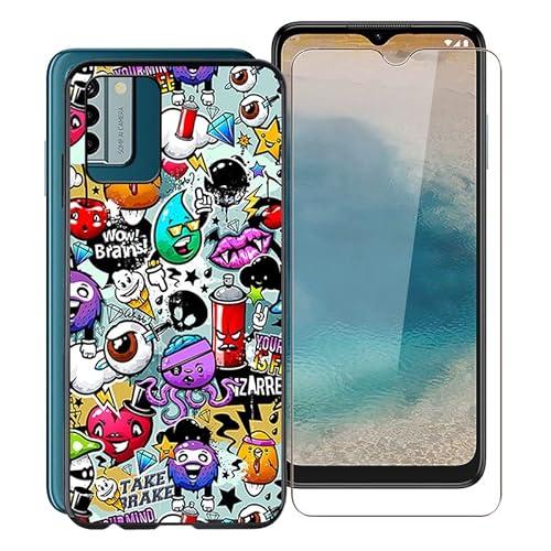 WXPPJ Handyhülle für Nokia G22 Hülle mit 1 Stücks HD Schutzfolie, Stoßfest Kratzfestigkeit Schutzhülle Soft Silikon TPU Case Ultra Dünn Bumper Cover für Nokia G22 (6.5") - Graffiti von WXPPJ