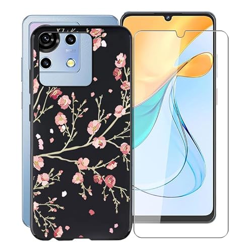 WXPPJ Handyhülle für ZTE Blade V50 Vita Hülle mit 1 Stücks HD Schutzfolie, Stoßfest Schutzhülle Soft Silikon TPU Case Ultra Dünn Bumper Cover für ZTE Blade V50 Vita (6.75") - Blume von WXPPJ