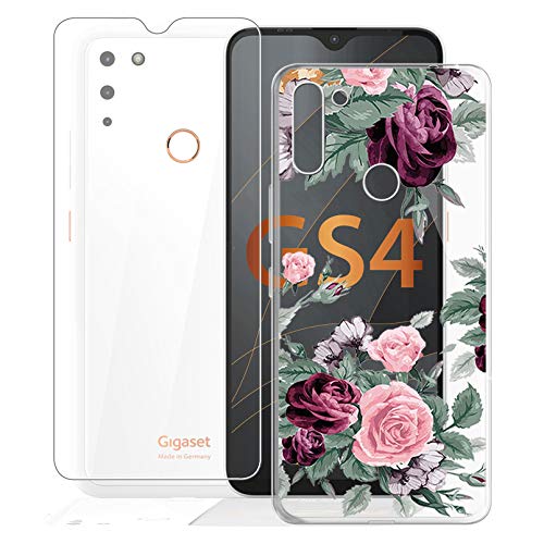 WXPPJ Hülle + Schutzfolie für Gigaset GS4 Senior (6.3"), Transparent Case Weich Silikon TPU Schutzhülle Schale Und Gehärtetes Glas Protector für Gigaset GS4 Senior - YQ12 von WXPPJ