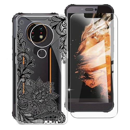 WXPPJ Hülle für AGM H3 (5.7"), Transparent Silikon Handyhülle Stoßfeste Kratzfeste Schutzhülle Cover Weiche TPU Bumper Case + 9H Härte Glas Schutzfolie für AGM H3 - WM108 von WXPPJ