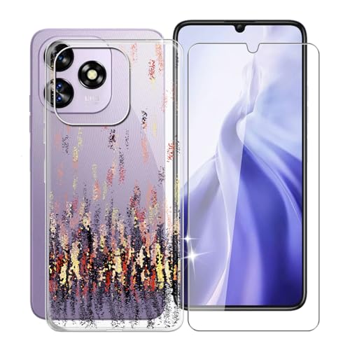 WXPPJ Hülle für Oukitel C51 (6.80") Handyhülle, Transparent Silikon Cover Weiche TPU Case Stoßfeste Kratzfeste Schutzhülle + 9H Härte Glas Schutzfolie für Oukitel C51 - Schatten von WXPPJ