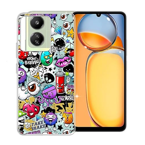WXPPJ Hülle für Xiaomi Redmi 13C (6.74"), Transparent Anti-Vergilbung Silikon TPU Bumper Cover Case Handyhülle - Ultra Dünn Stoßfeste Weiche Schutzhülle für Xiaomi Redmi 13C - Graffiti von WXPPJ