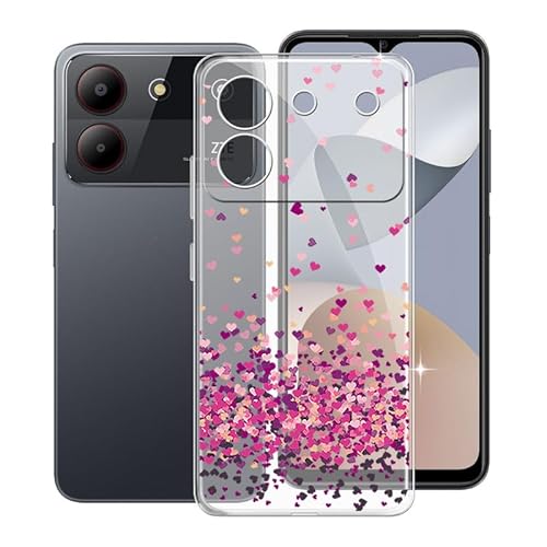 WXPPJ Hülle für ZTE Blade A54 (6.60"), Transparent Anti-Vergilbung Silikon TPU Bumper Cover Case Handyhülle - Ultra Dünn Stoßfeste Weiche Schutzhülle für ZTE Blade A54 - Rosa Liebe von WXPPJ
