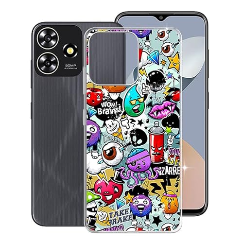 WXPPJ Hülle für ZTE Blade A73 (6.60"), Transparent Anti-Vergilbung Silikon TPU Bumper Cover Case Handyhülle - Ultra Dünn Stoßfeste Weiche Schutzhülle für ZTE Blade A73 - Graffiti von WXPPJ