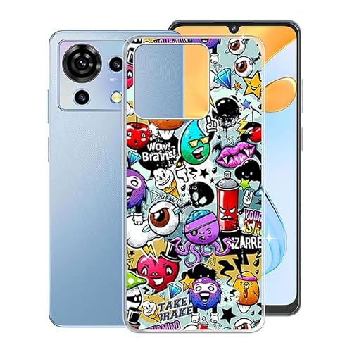 WXPPJ Hülle für ZTE Blade V50 Vita (6.75"), Transparent Anti-Vergilbung Silikon TPU Bumper Cover Case Handyhülle - Ultra Dünn Stoßfeste Weiche Schutzhülle für ZTE Blade V50 Vita - Graffiti von WXPPJ