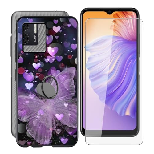 WXPPJ für Doogee N50 Pro Hülle mit 1 Stücks HD Schutzfolie, Stoßfest Schutzhülle Ultra Dünn Soft Silikon TPU Handyhülle + Ring Halterung für Doogee N50 Pro (6.52") - XV16 von WXPPJ