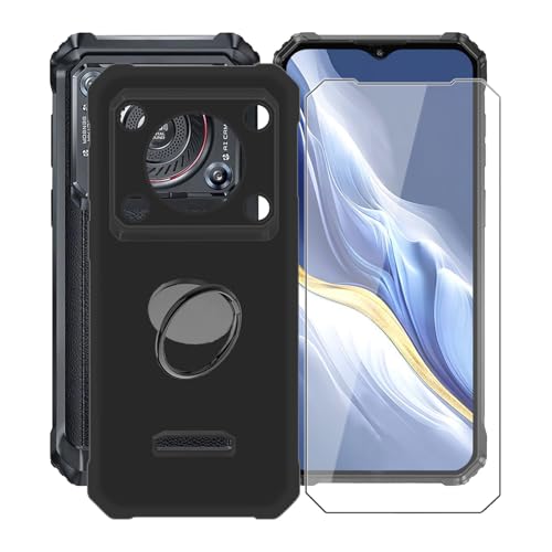 WXPPJ für Oukitel WP36 Hülle mit 1 Stücks HD Schutzfolie, Stoßfest Schutzhülle Ultra Dünn Soft Silikon TPU Handyhülle + Ring Halterung für Oukitel WP36 (6.52") - Schwarz von WXPPJ