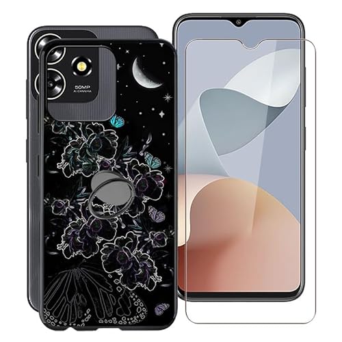 WXPPJ für ZTE Blade A73 4G Hülle mit 1 Stücks HD Schutzfolie, Stoßfest Schutzhülle Ultra Dünn Soft Silikon TPU Handyhülle + Ring Halterung für ZTE Blade A73 4G (6.60") - XT29 von WXPPJ