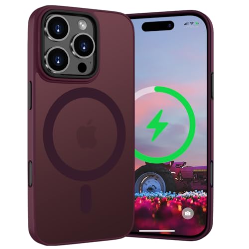 WXX für iPhone 16 Pro Hülle, Magnetisch Hülle Kompatibel mit MagSafe, Rundumschutz Stoßfeste Schutzhülle Translucent Rückseite Handyhülle iPhone 16 Pro 6,3 Zoll (Dunkel Rot) von WXX