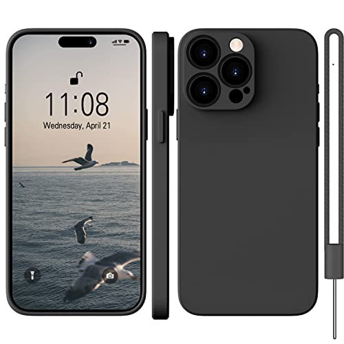 WXX iPhone 14 Pro Max Hülle Silikon Case, Hanyhülle iPhone 14 Pro Max Dünn Slim mit Microfiber, Kratzfeste Rundumschutz Case Hülle für iPhone 14 Pro Max 6.7'' Schwarz von WXX