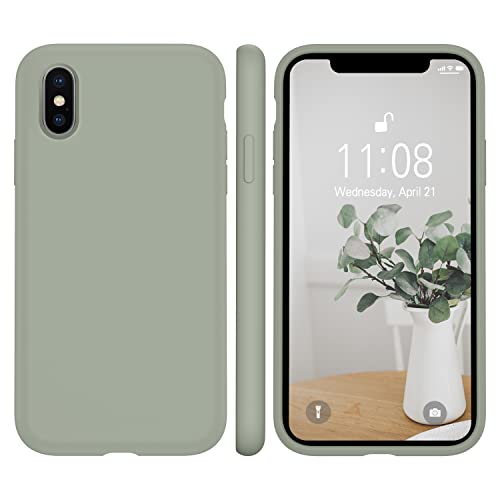 WXX iPhone X Hülle Silikon Case, Hanyhülle iPhone XS Ultra Dünn mit Microfiber, Flüssig Silikon Gel Gummi Kratzfeste Schutzhülle Matt Hülle für iPhone X/XS 5.8'' Kupfer Grün von WXX