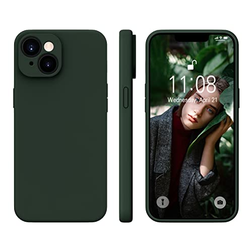 iPhone 14 Hülle Silikon Case,WXX Hanyhülle iPhone 14 Ultra Dünn mit Microfiber, Flüssig Silikon Gel Gummi Kratzfeste Schutzhülle Matt Hülle für iPhone 14 6.1'' 2022 Dunkel Grün von WXX