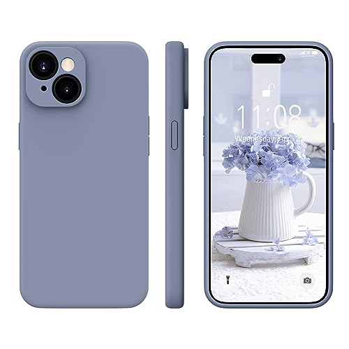 iPhone 15 Plus Hülle Silikon Case, WXX Hanyhülle iPhone 15 Plus Ultra Dünn mit Microfiber, Flüssig Silikon Gel Gummi Kratzfeste Schutzhülle Matt Hülle für iPhone 15 Plus 6.7'' 2023 Blau Grau von WXX