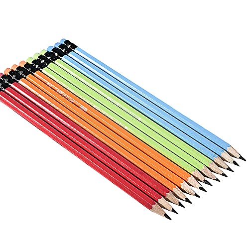WYAN 12 Stück HB Bleistifte mit Radiergummi, Schreiben 、Lernen 、Zeichnen von Bleistiftskizzen, ideal für die Schule oder das Büro, für alle Altersgruppen（4 Farben）. von WYAN